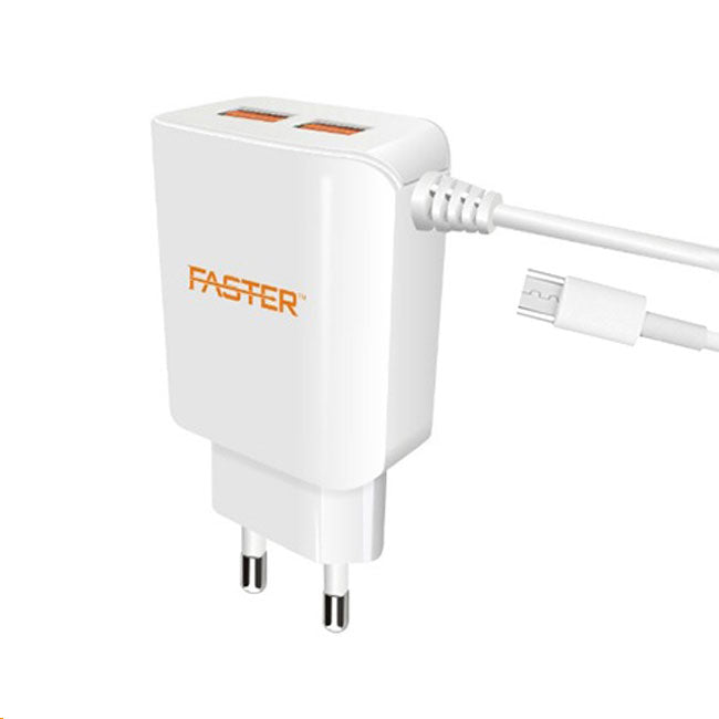 FASTER FC-88 Fast Charging 2 in 1 Travel Charger 2.4A FASTER FC-88 Fast Charging 2 in 1 Travel Charger 2.4A